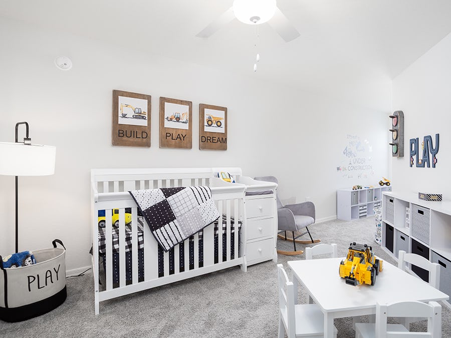 Bedroom decorated as a nursery in the new Plant City model townhomes